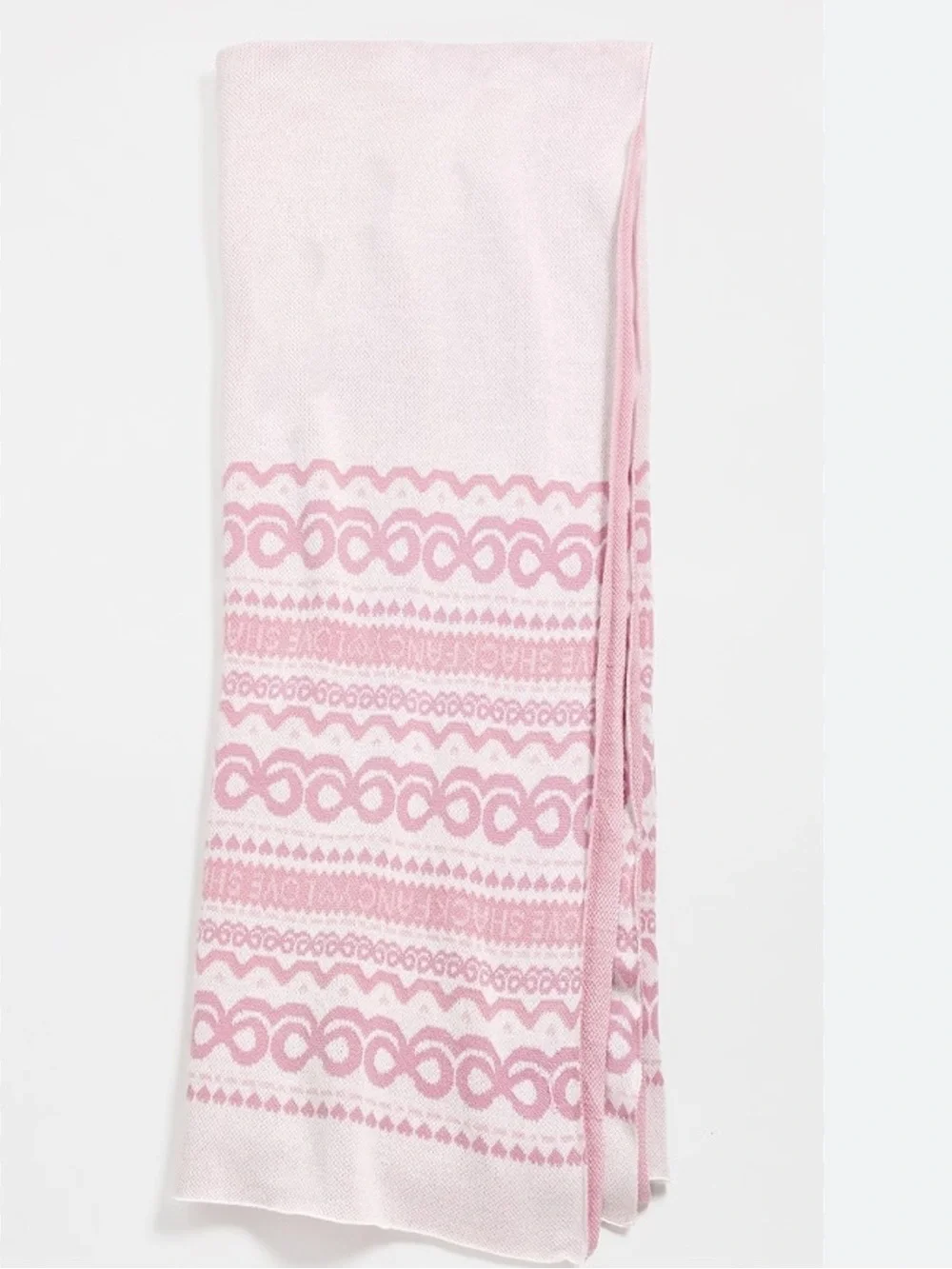 LoveShackFancy Pink & White Fair Isle Baby Blanket